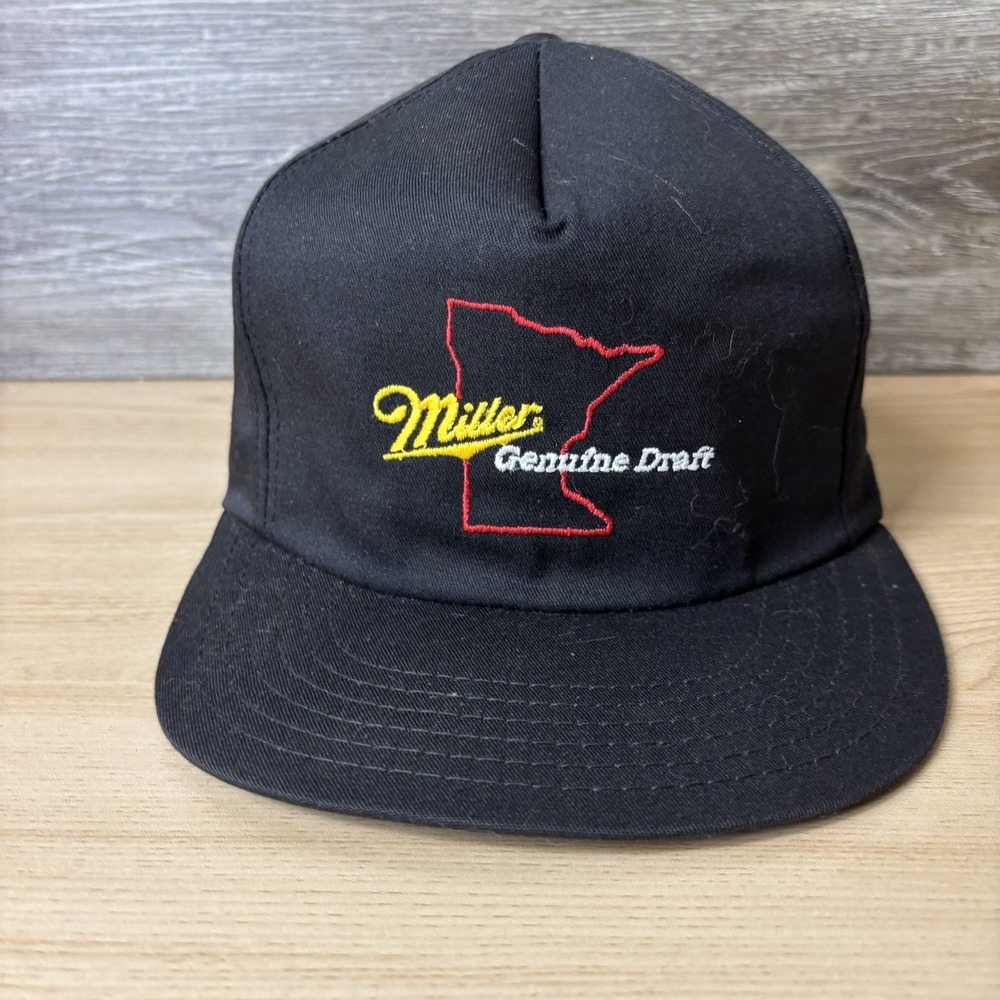VINTAGE Miller Genuine Draft Hat Cap Strap Back Embroidered Mens Made USA 90s